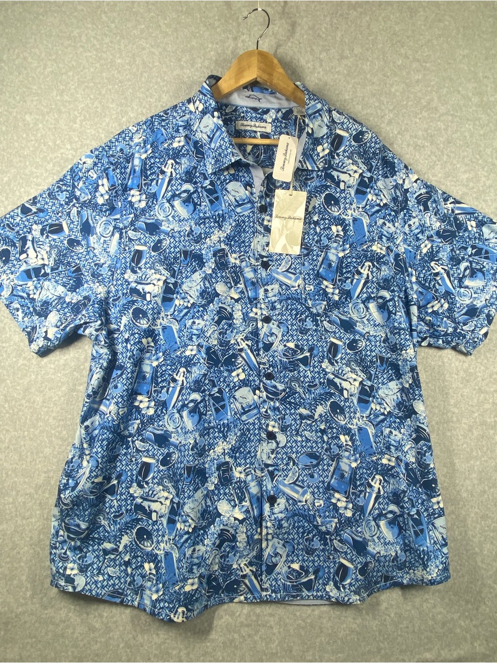 Tommy Bahama Island Mixer shirt Men’s  XXL/TTG Blue Short Sleeve 100% SILK NWT